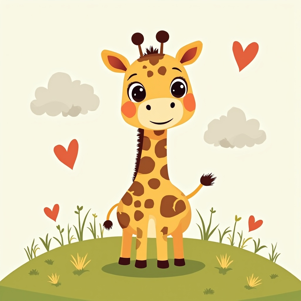 Cute cartoon giraffe with hearts Cute cartoon giraffe with hearts