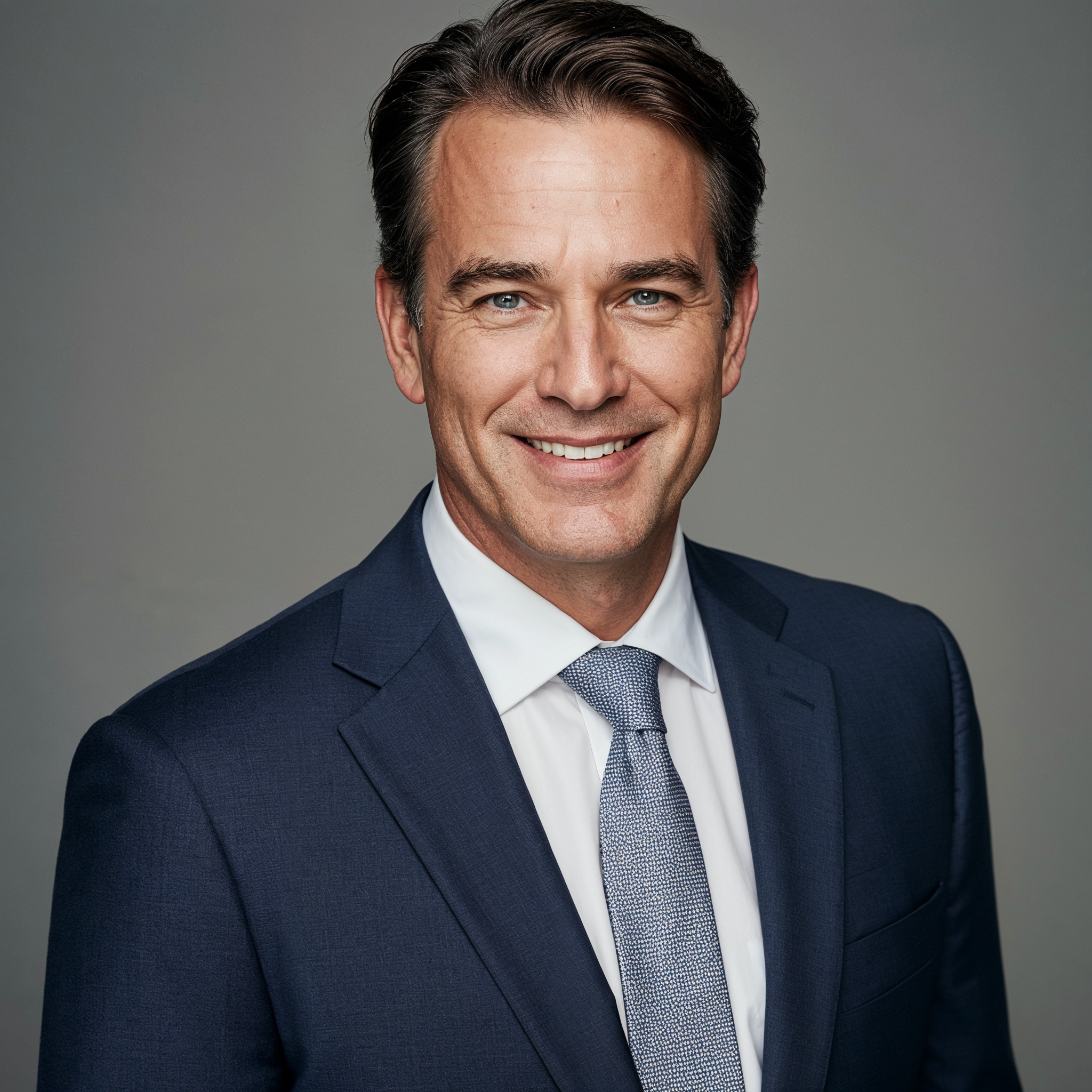 Smiling man in navy suit Smiling man in navy suit