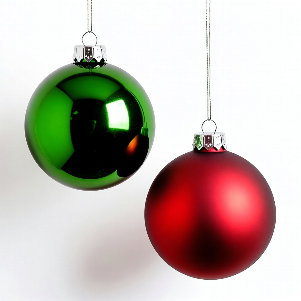 Green and Red Christmas Ornaments Hanging Green and Red Christmas Ornaments Hanging