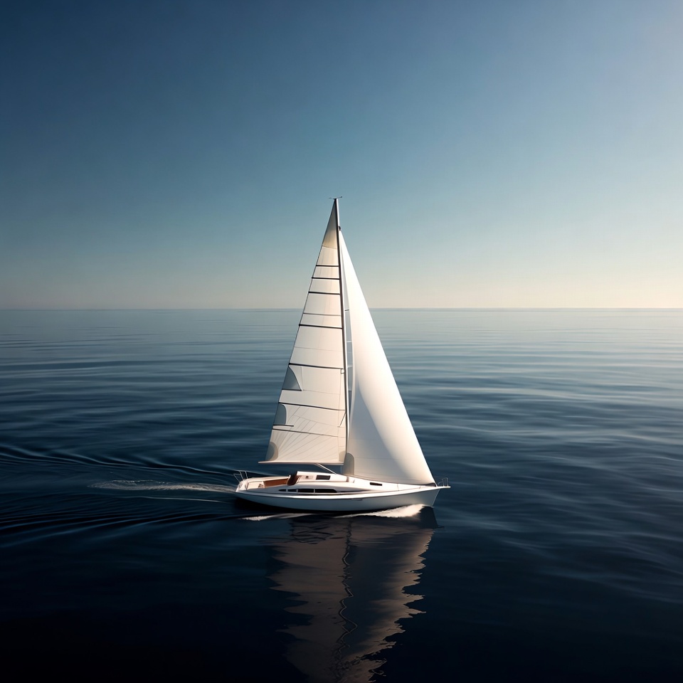 White sailboat on calm ocean White sailboat on calm ocean