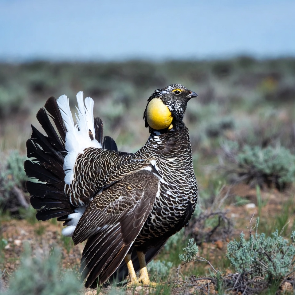 Greater Sage Grouse displaying feathers Greater Sage Grouse displaying feathers