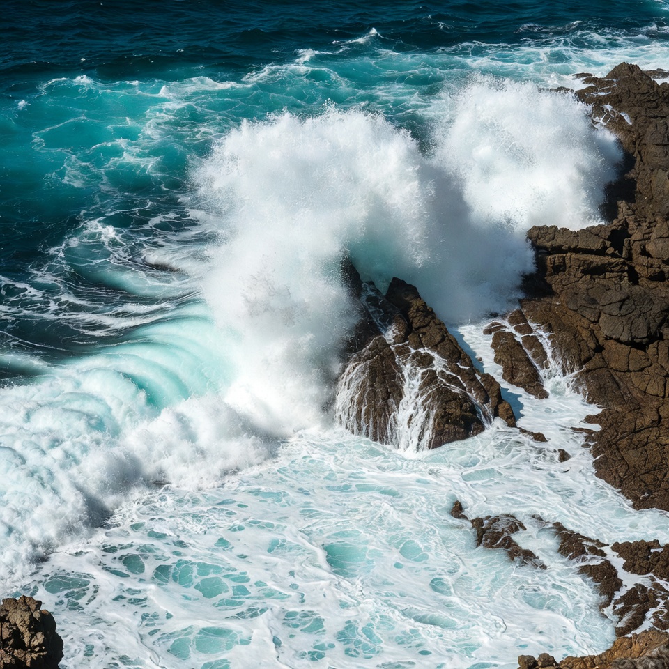 Ocean Waves Crashing on Rocks Ocean Waves Crashing on Rocks