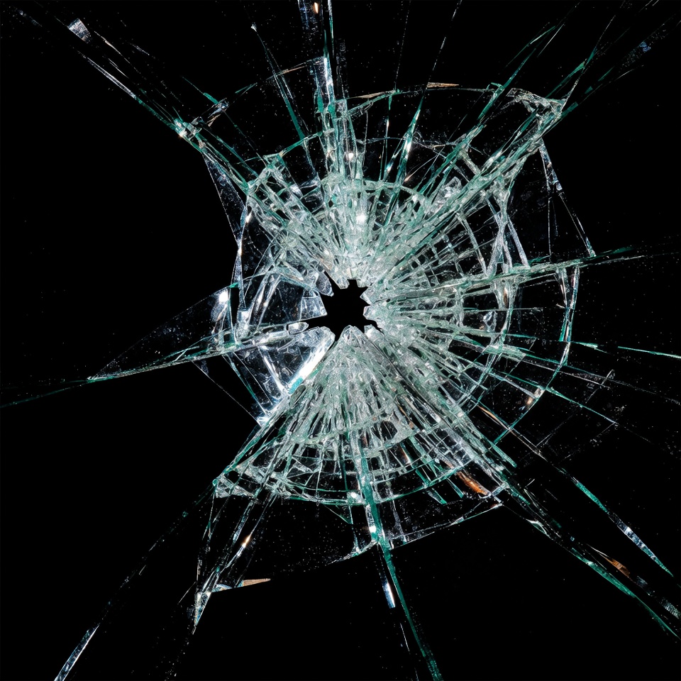 Cracked Glass on Black Background Cracked Glass on Black Background