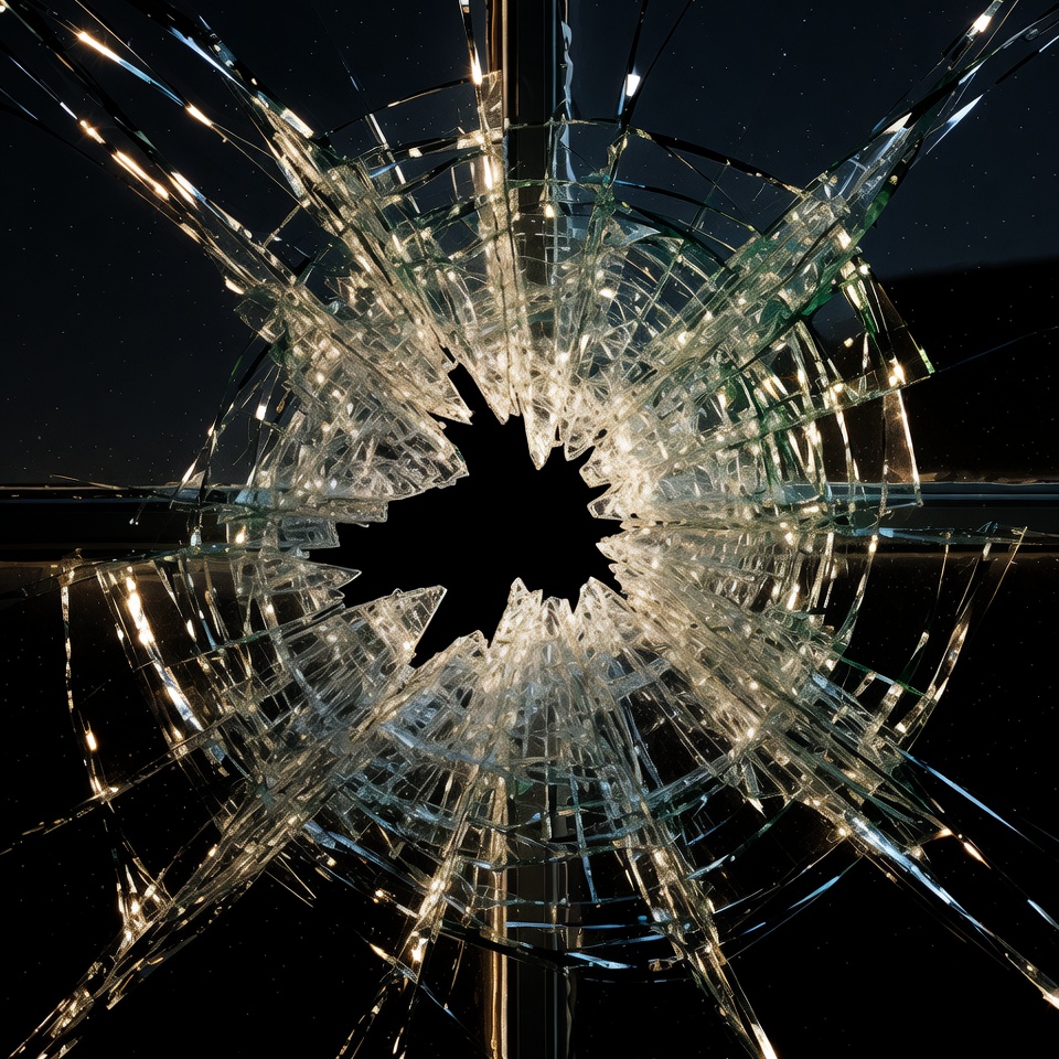 Shattered Glass Window at Night Shattered Glass Window at Night