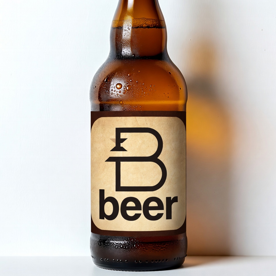 Brown beer bottle with B label Brown beer bottle with B label