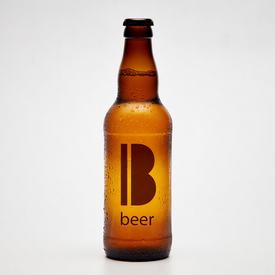 Brown beer bottle with B logo Brown beer bottle with B logo