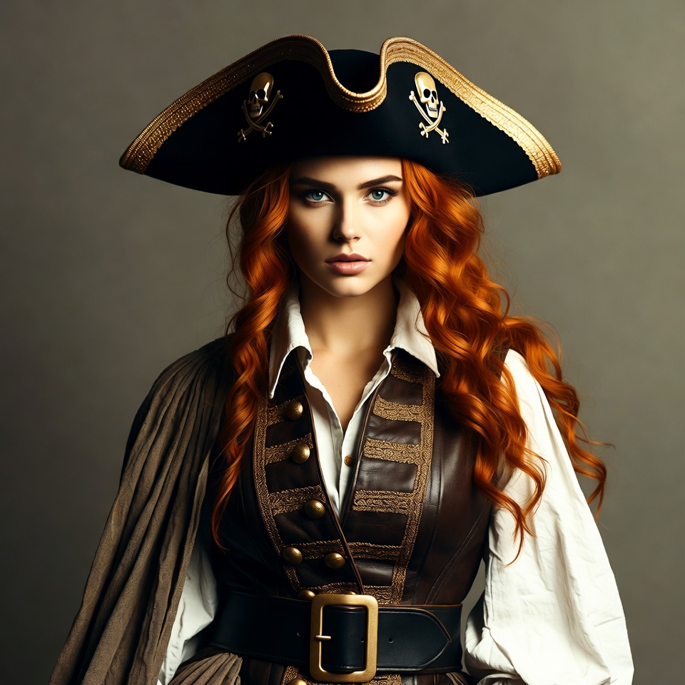 Redhead woman in pirate costume Redhead woman in pirate costume
