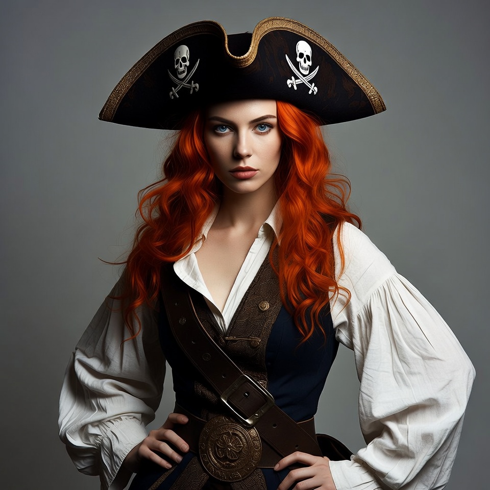 Redhead woman in pirate costume Redhead woman in pirate costume