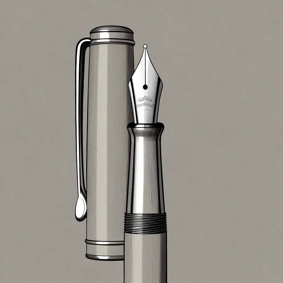 Silver fountain pen illustration Silver fountain pen illustration