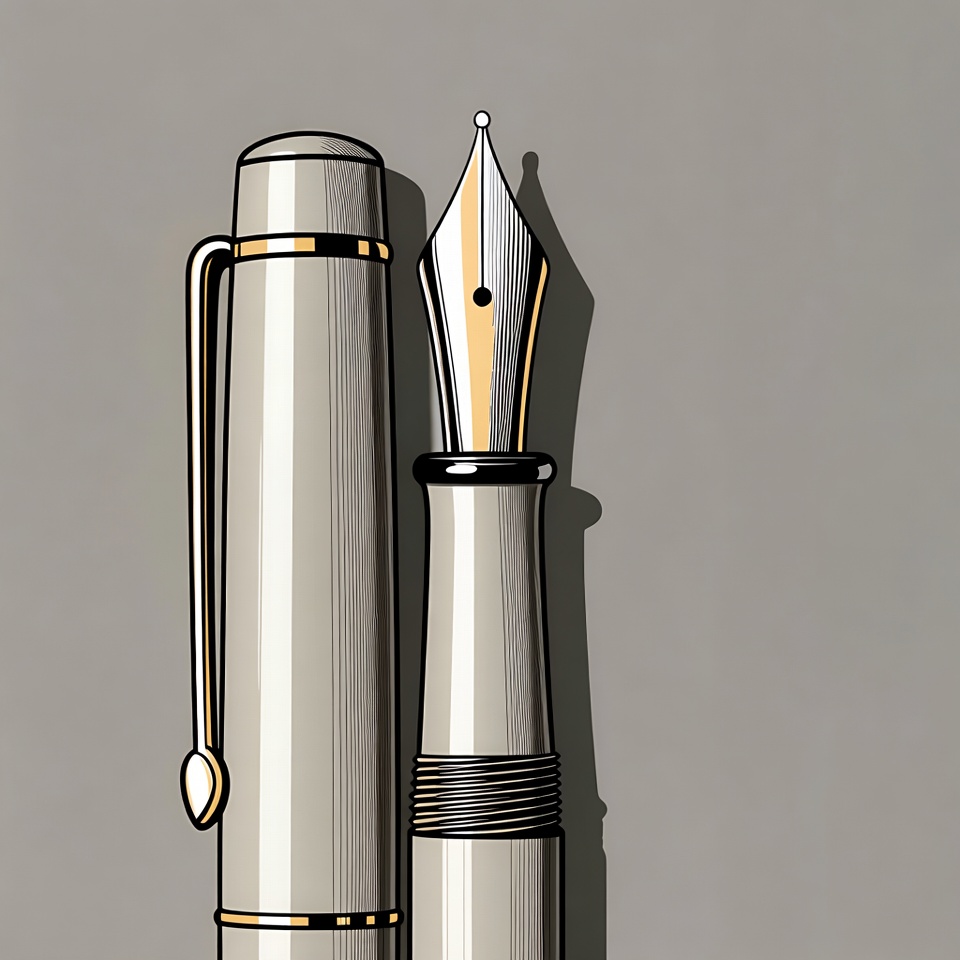 Silver fountain pen illustration Silver fountain pen illustration