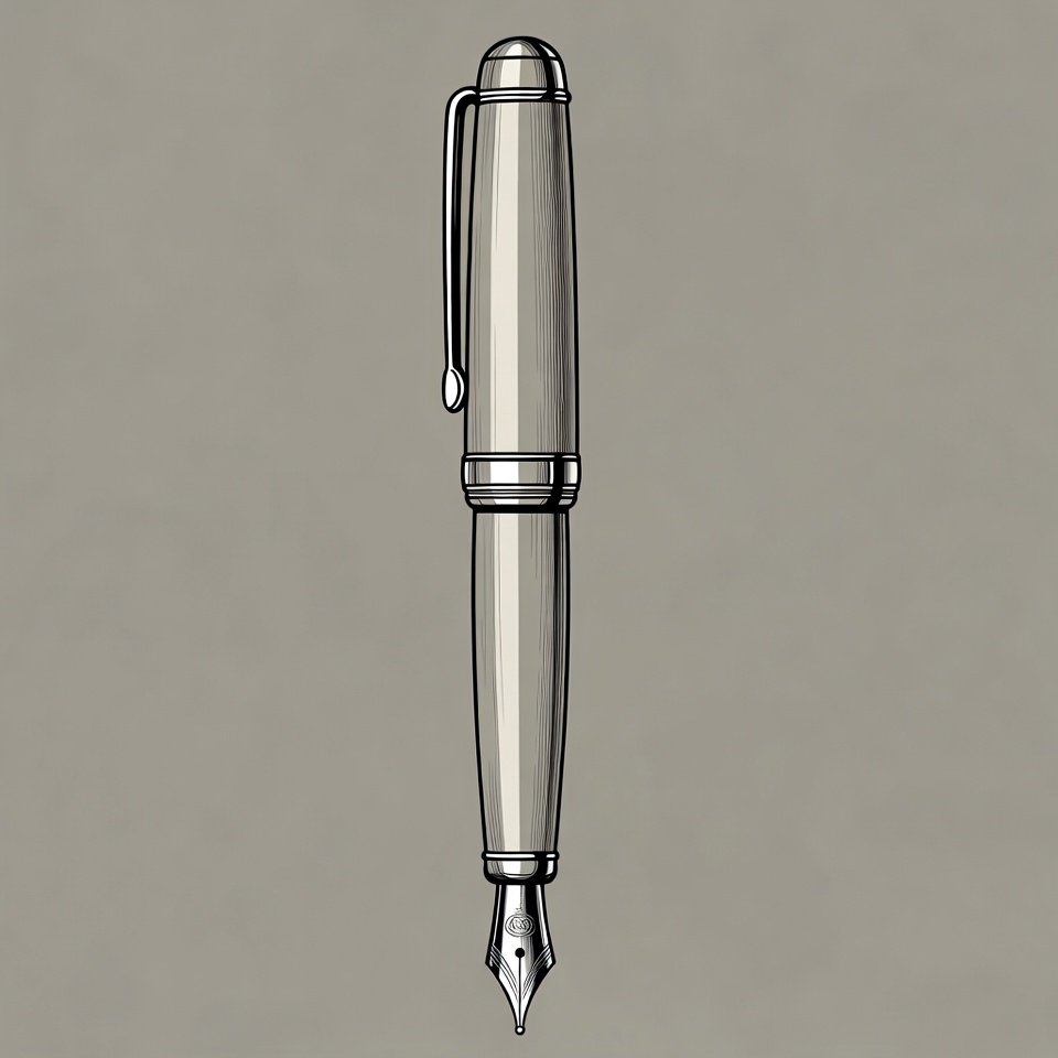 Silver fountain pen illustration Silver fountain pen illustration