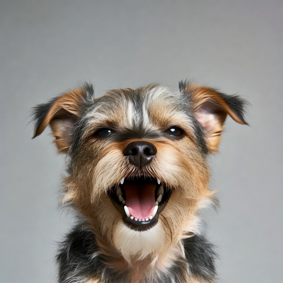Yorkie puppy barking excitedly Yorkie puppy barking excitedly