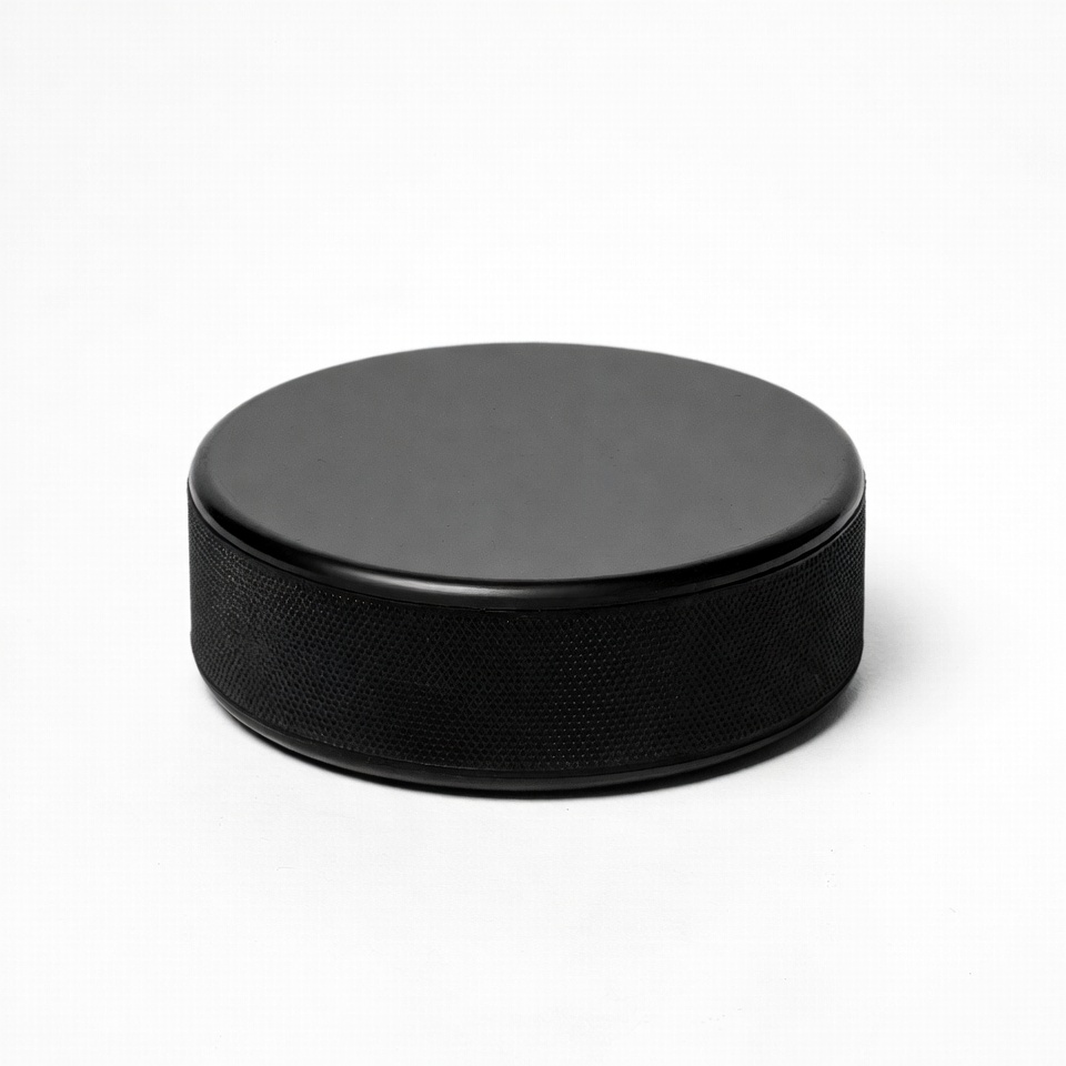Black hockey puck isolated Black hockey puck isolated