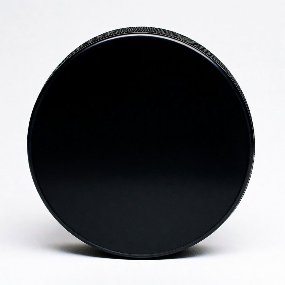 Black hockey puck isolated Black hockey puck isolated