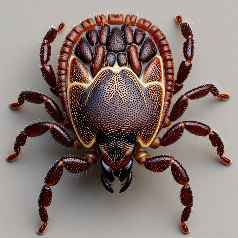 Detailed Brown Tick on White Background Detailed Brown Tick on White Background