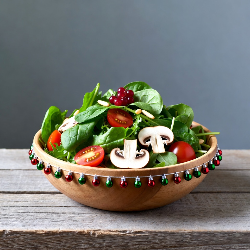 Christmas Salad in Wooden Bowl Christmas Salad in Wooden Bowl