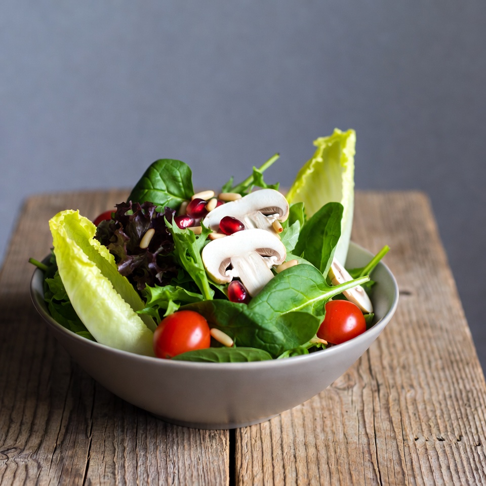 Fresh salad with mushrooms and pomegranate Fresh salad with mushrooms and pomegranate
