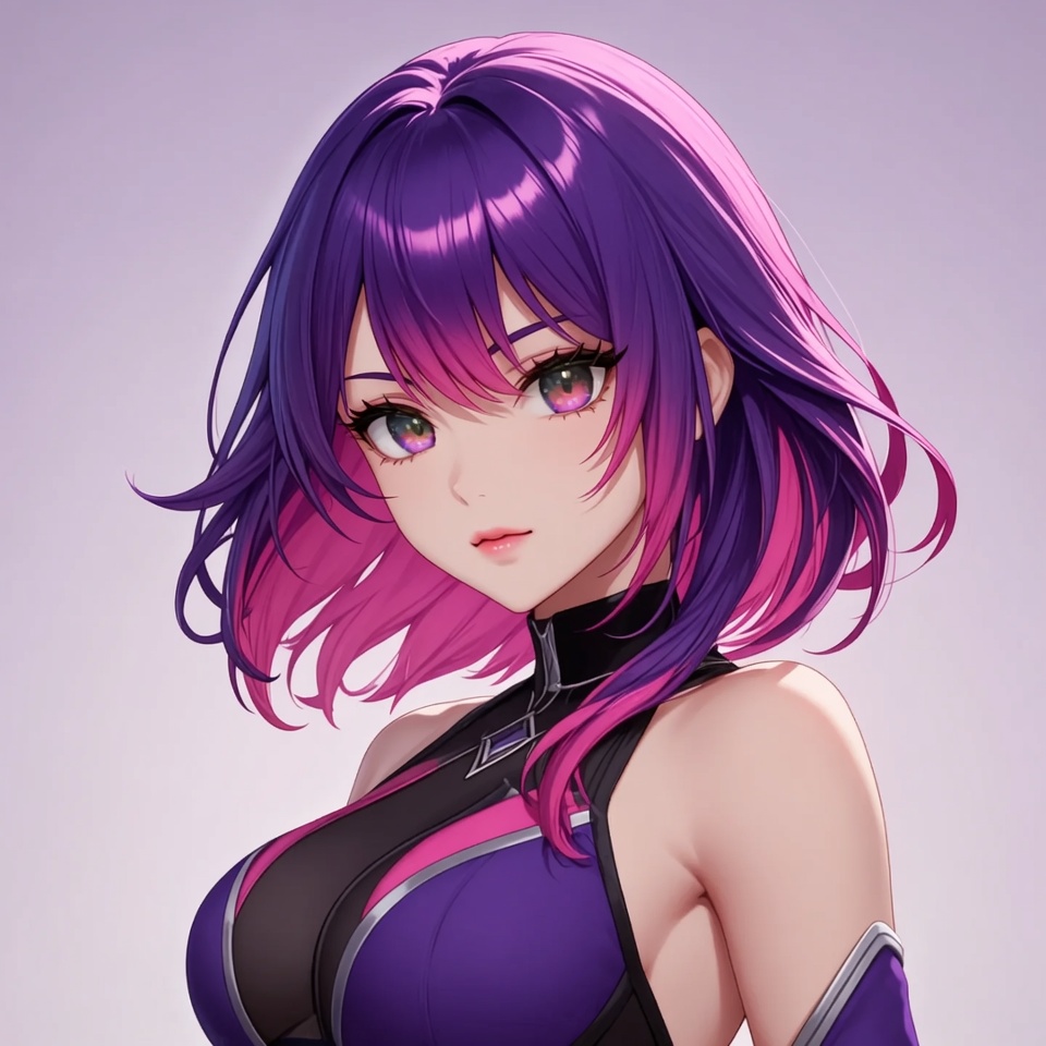 Anime girl with purple hair Anime girl with purple hair