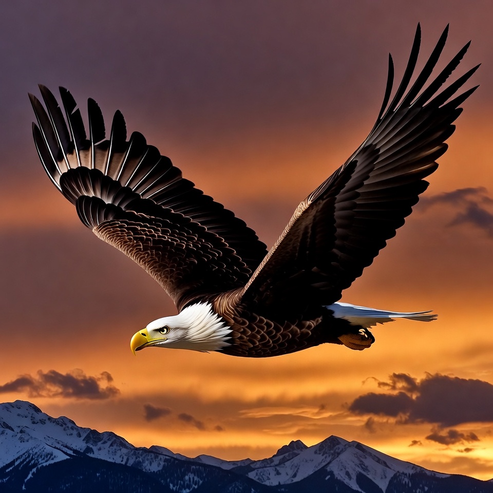 Bald Eagle Flying Over Mountains Bald Eagle Flying Over Mountains