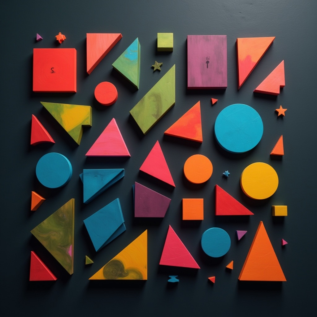 Colorful wooden geometric shapes Colorful wooden geometric shapes
