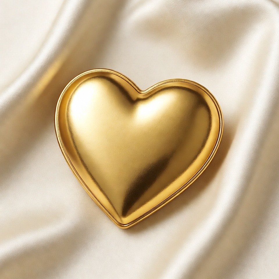 Golden heart on silk fabric Golden heart on silk fabric