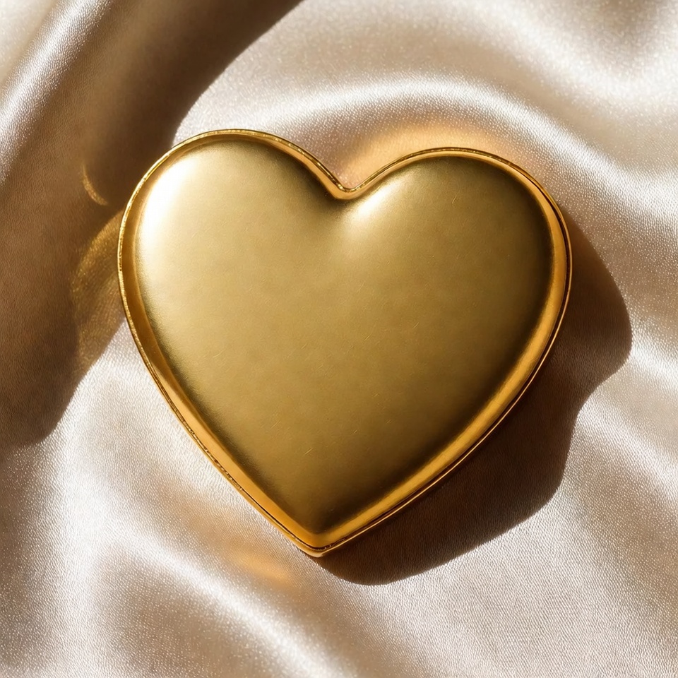 Golden heart on silk fabric Golden heart on silk fabric