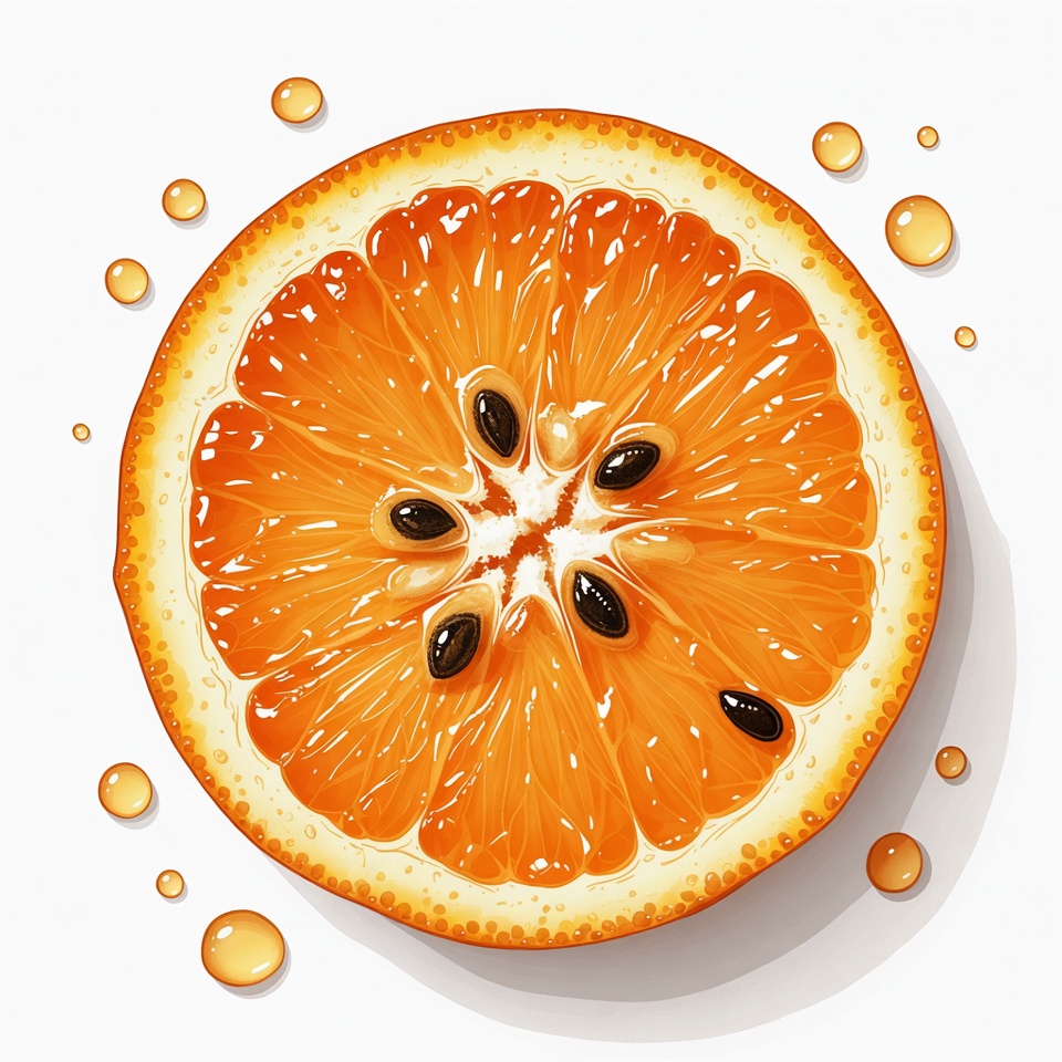 Orange slice with water droplets Orange slice with water droplets
