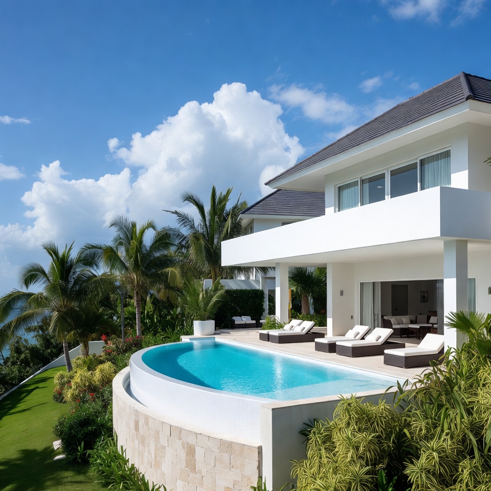 Modern White Villa Infinity Pool Modern White Villa Infinity Pool