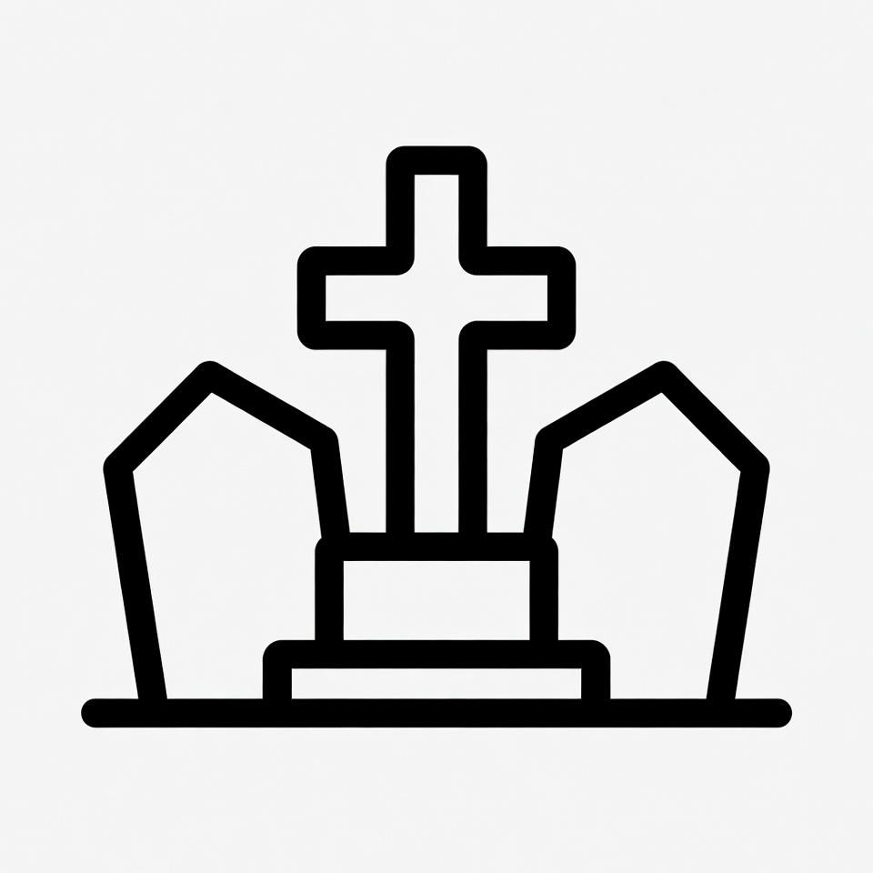 Cross with Tombstones Illustration Cross with Tombstones Illustration