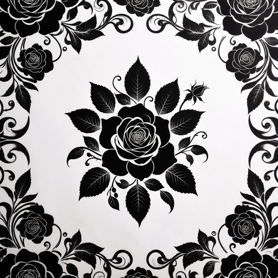 Black Roses Floral Border Illustration Black Roses Floral Border Illustration