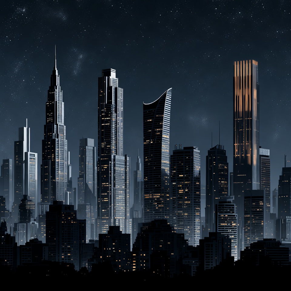 Futuristic City Skyline at Night Futuristic City Skyline at Night