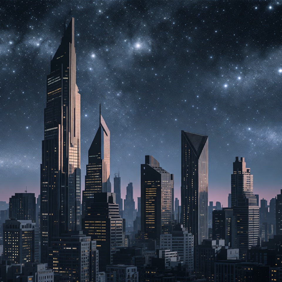 Futuristic City Skyline at Night Futuristic City Skyline at Night