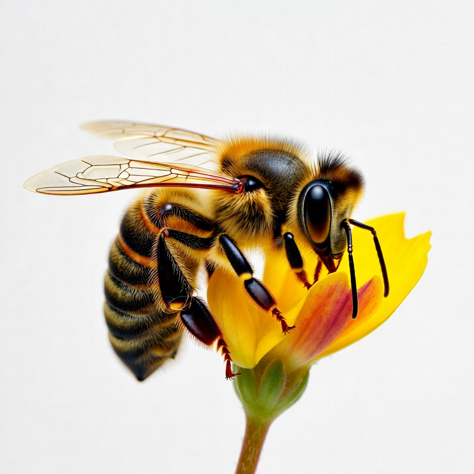 Honey Bee Pollinating Yellow Flower Honey Bee Pollinating Yellow Flower