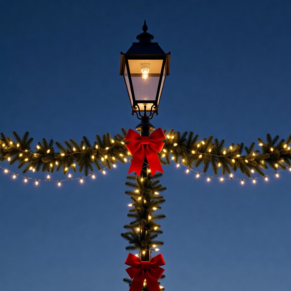 Christmas Garland Street Lamp Christmas Garland Street Lamp