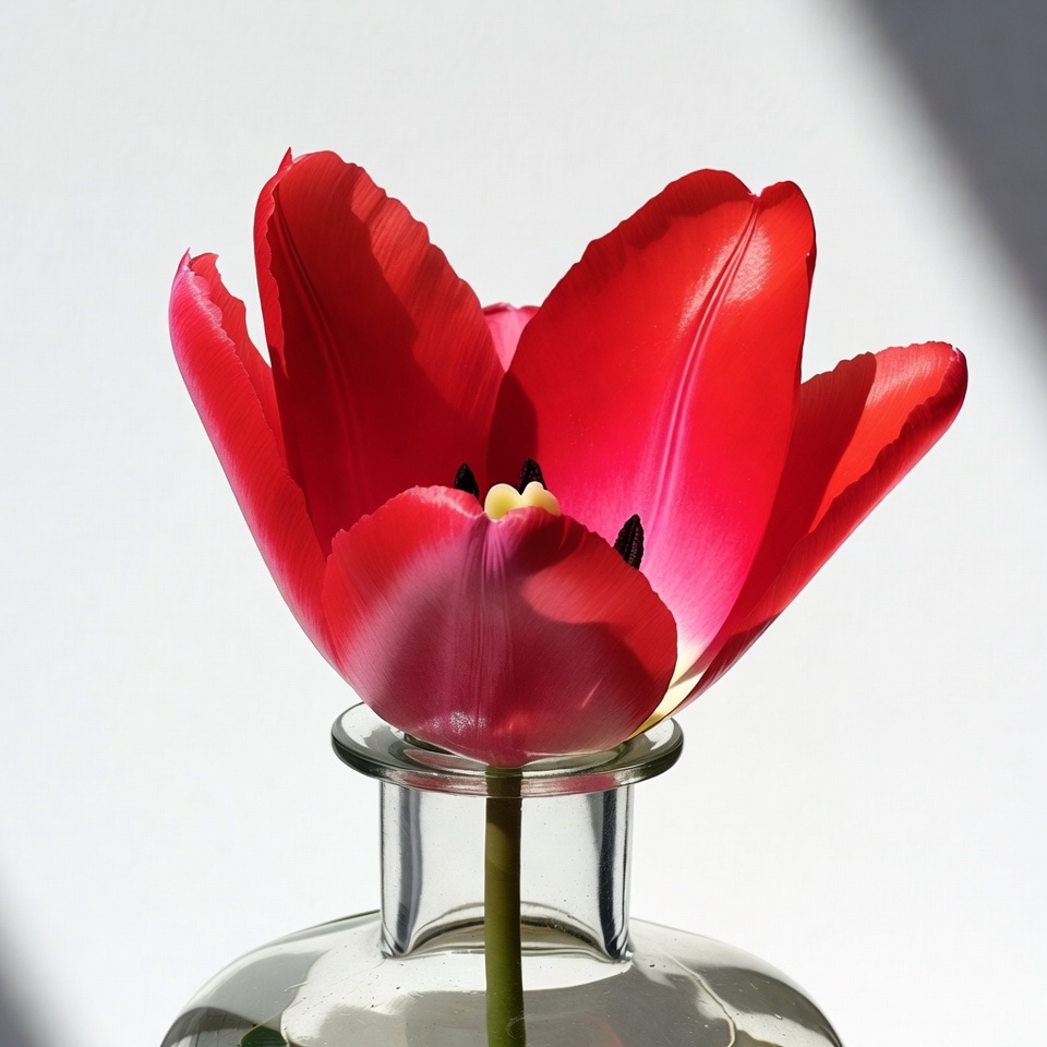 Red Tulip in Glass Vase Red Tulip in Glass Vase
