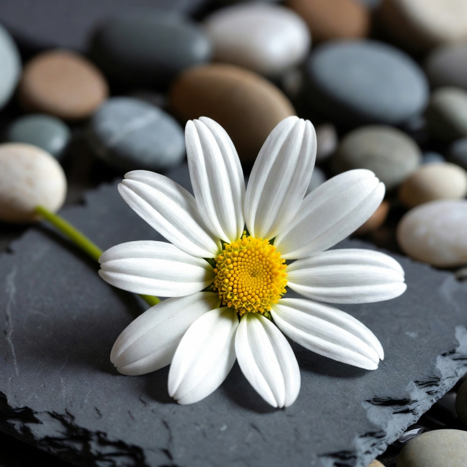 White Daisy on Pebbles White Daisy on Pebbles