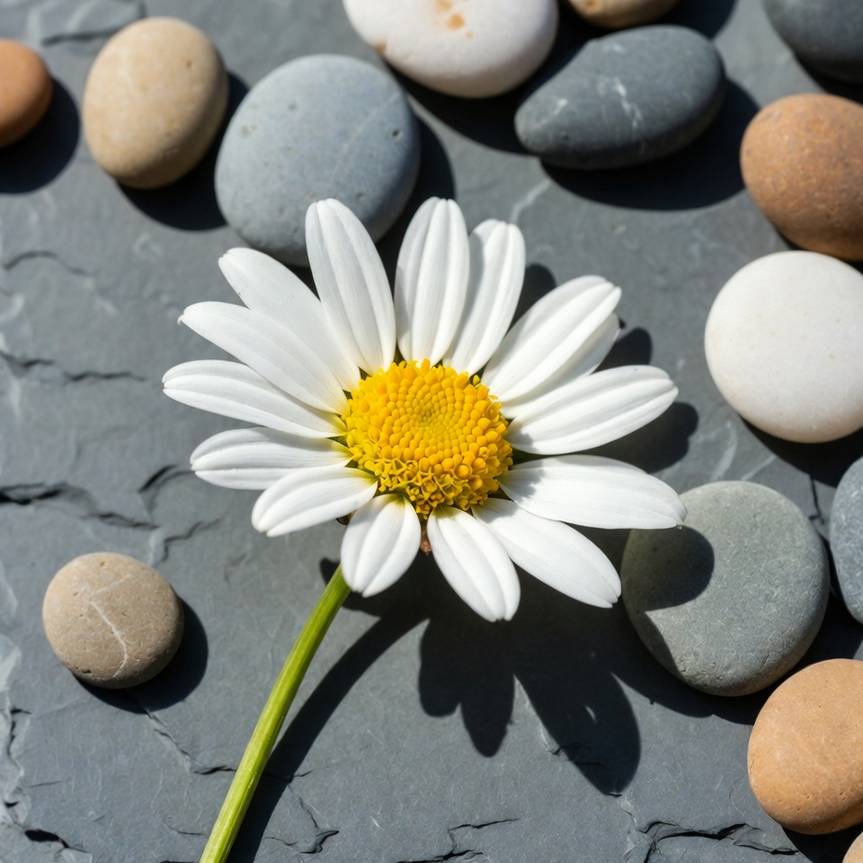 White Daisy on Pebbles White Daisy on Pebbles