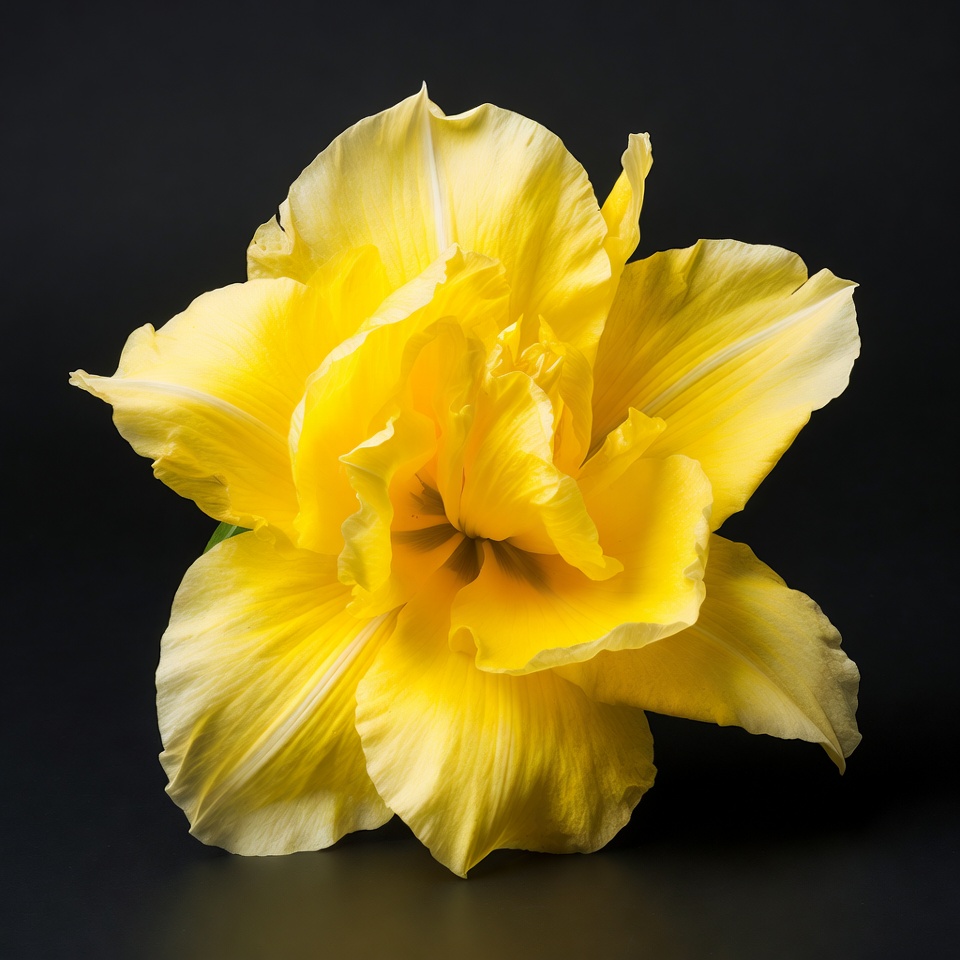Yellow Daylily Flower on Black Background Yellow Daylily Flower on Black Background