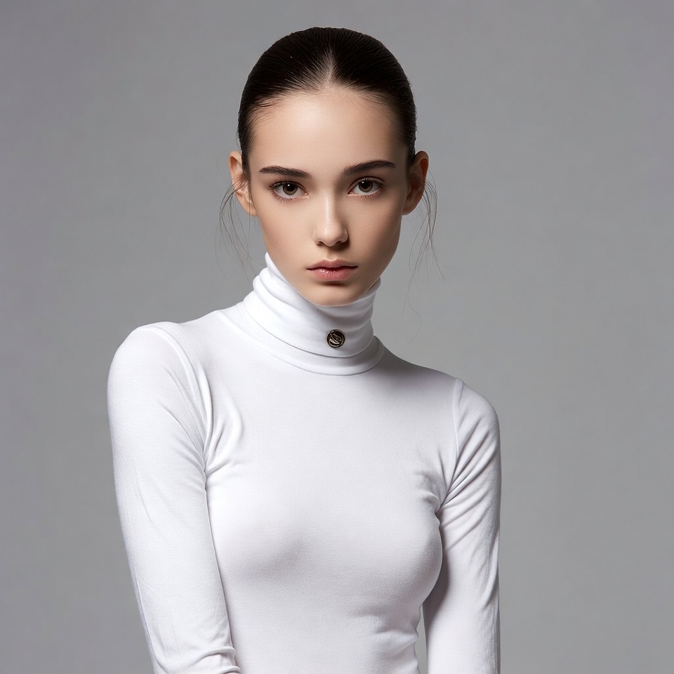 Woman in white turtleneck sweater Woman in white turtleneck sweater