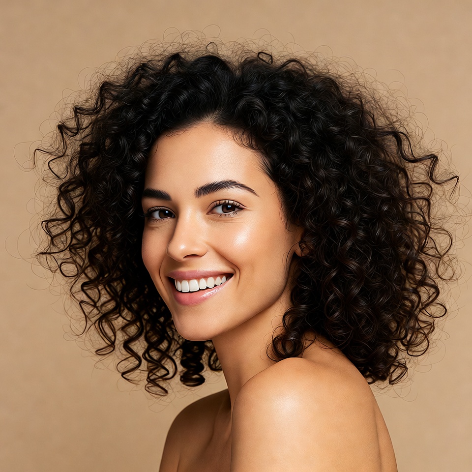 Smiling Woman with Curly Hair Smiling Woman with Curly Hair