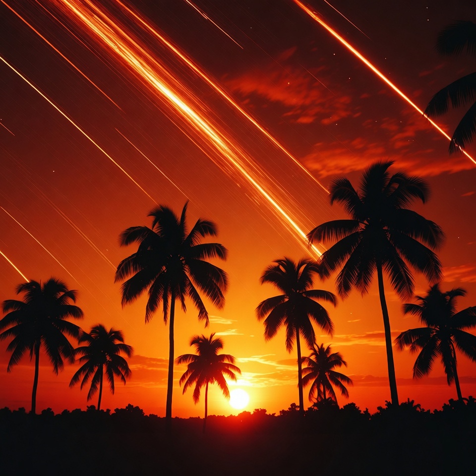 Meteor Shower Over Palm Trees Meteor Shower Over Palm Trees