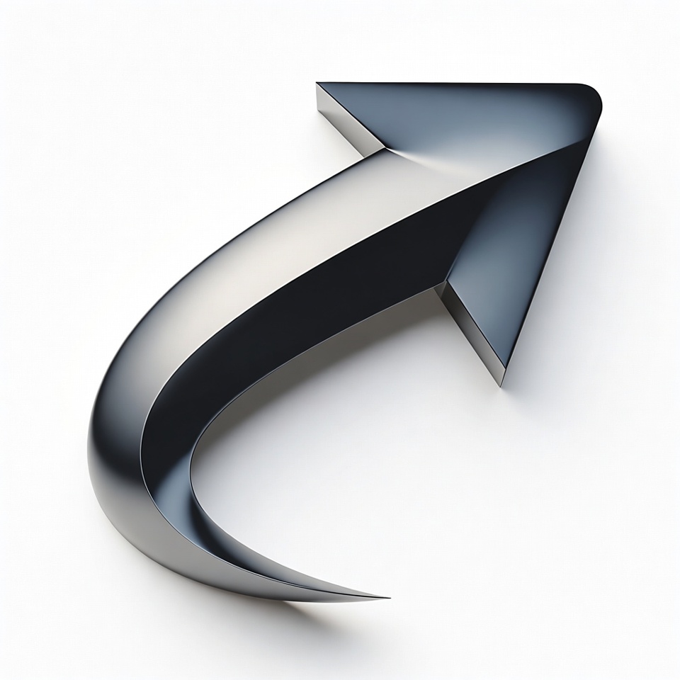 3D Curved Silver Arrow 3D Curved Silver Arrow