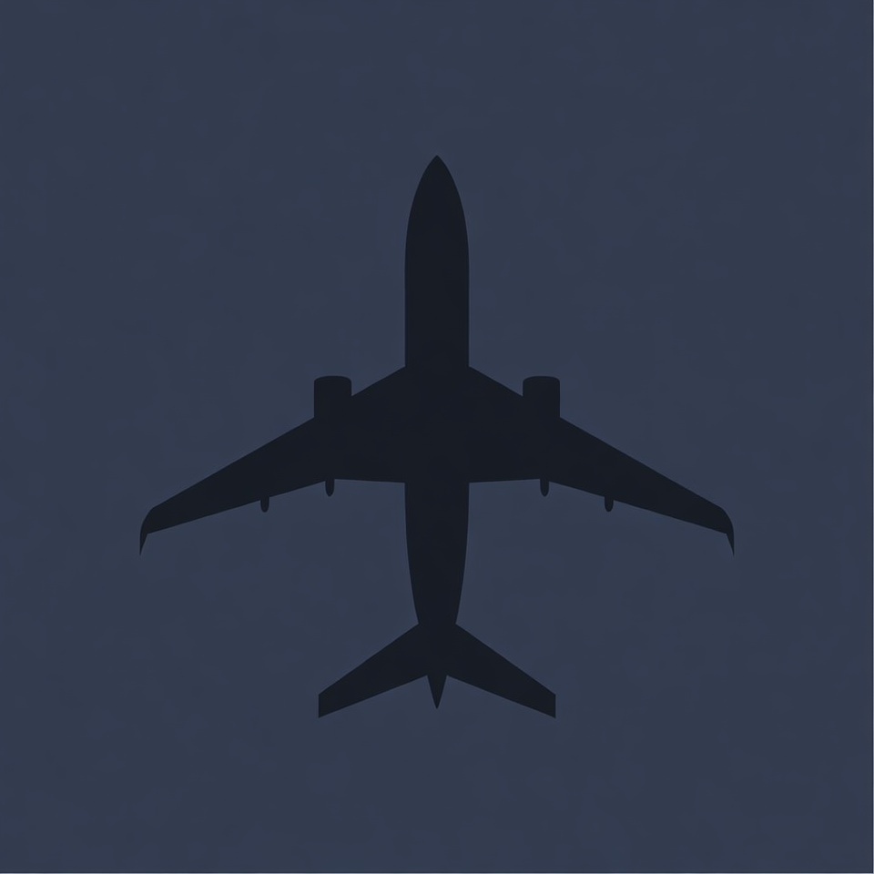 Airplane Silhouette on Dark Background Airplane Silhouette on Dark Background