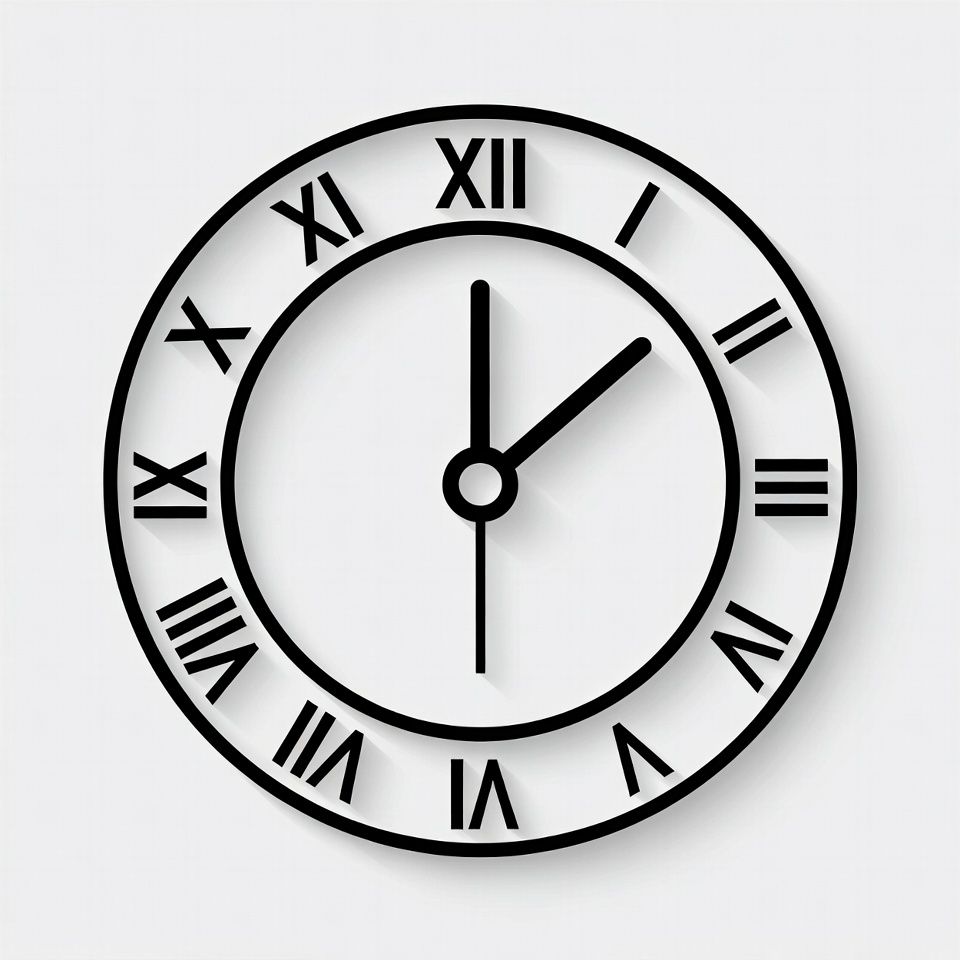 Black Outline Roman Clock Black Outline Roman Clock