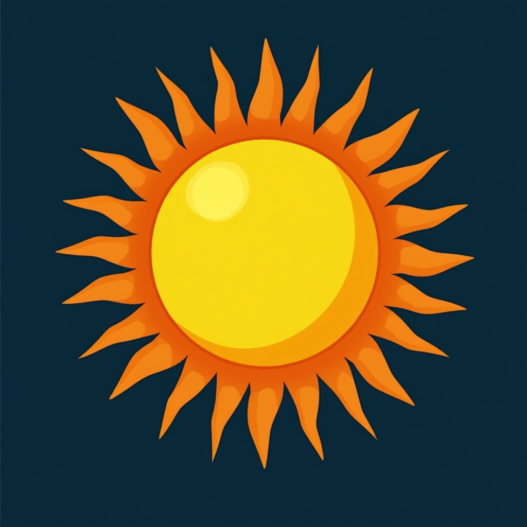 Bright yellow cartoon sun Bright yellow cartoon sun