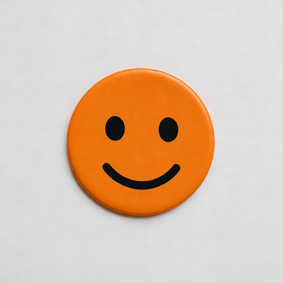 Orange Smiley Face Button Orange Smiley Face Button
