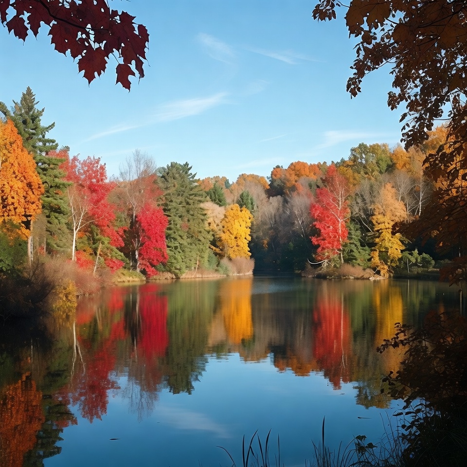 Autumn Lake with Colorful Fall Foliage Autumn Lake with Colorful Fall Foliage