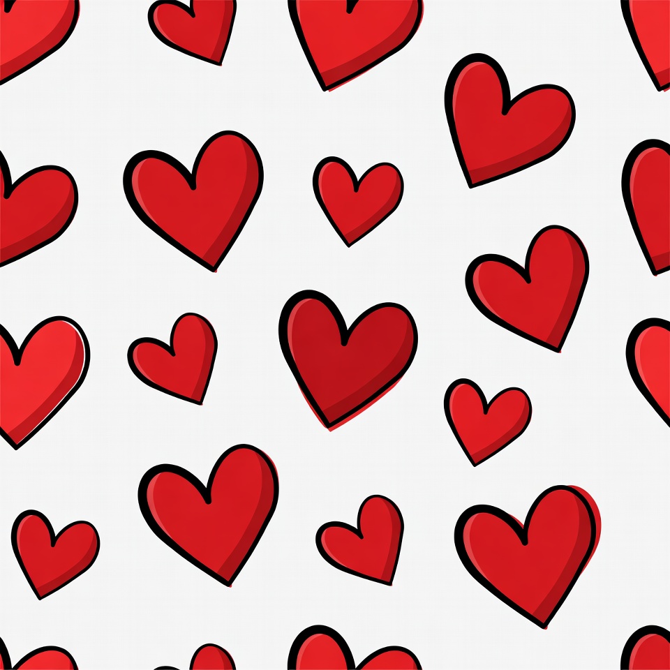 Red Hearts Pattern on White Red Hearts Pattern on White