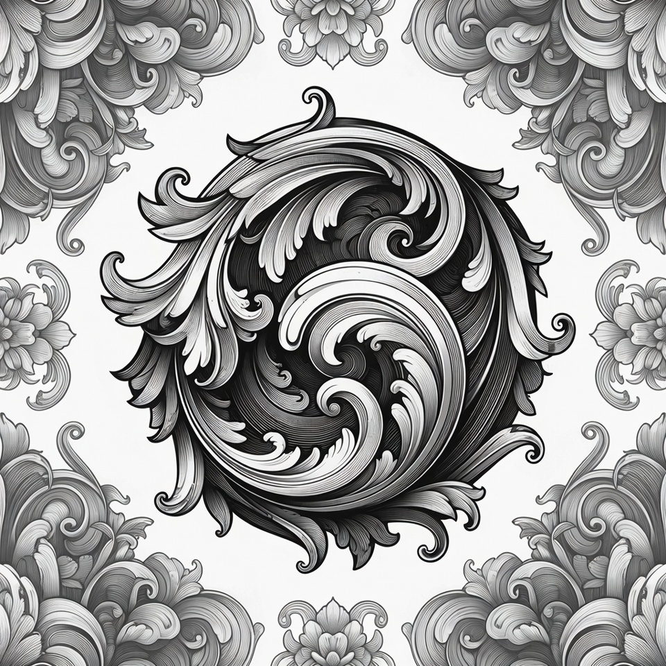 Ornate Black Floral Mandala Design Ornate Black Floral Mandala Design