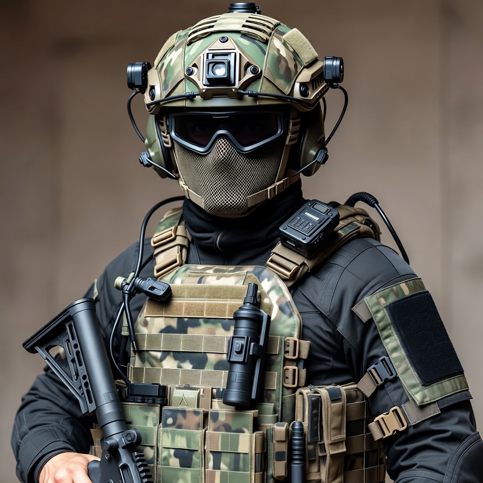 Soldier in Camouflage Tactical Gear Soldier in Camouflage Tactical Gear